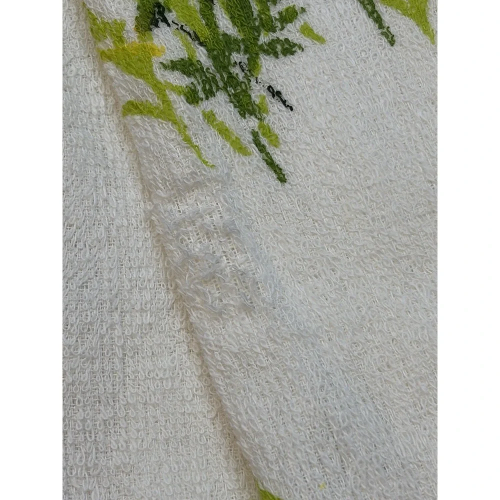 Floral Hand Towel Finger Towels/Washcloths Cotton Vtg Retro MCM 70s Green Yellow